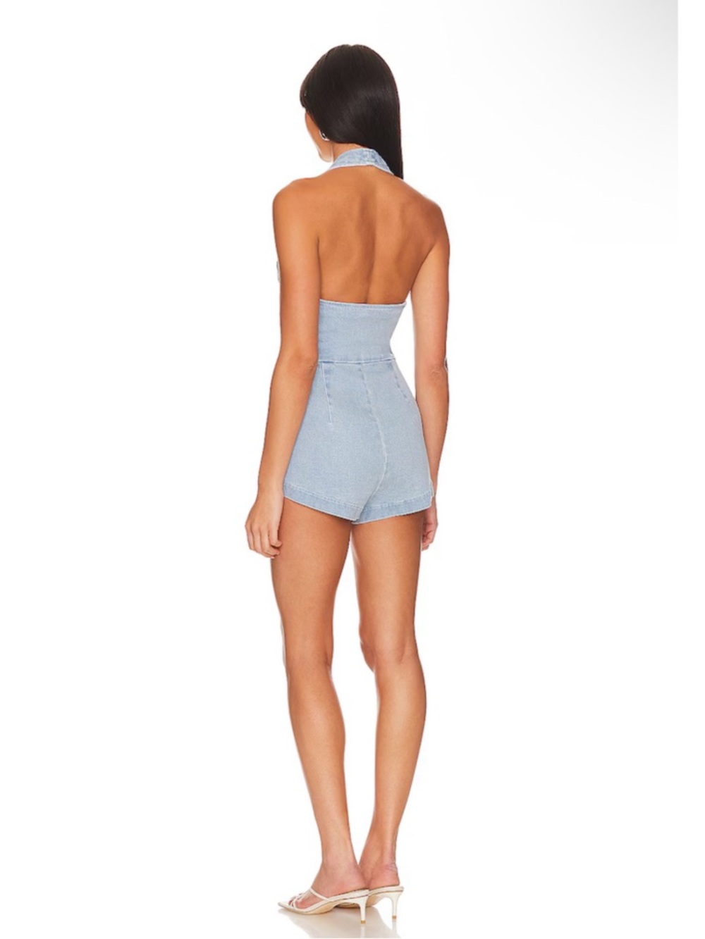 Amanda Uprichard Kelso Romper in Iceberg Denim Size S - Picture 2 of 13